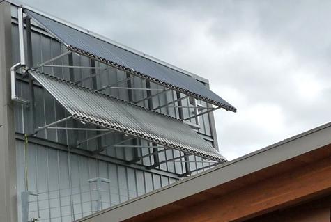 VIU LEED Cowichan Campus solar energy panels on building used to heat the facility's water VIU LEED Cowichan Campus solar energy panels on building used to heat the facility's water