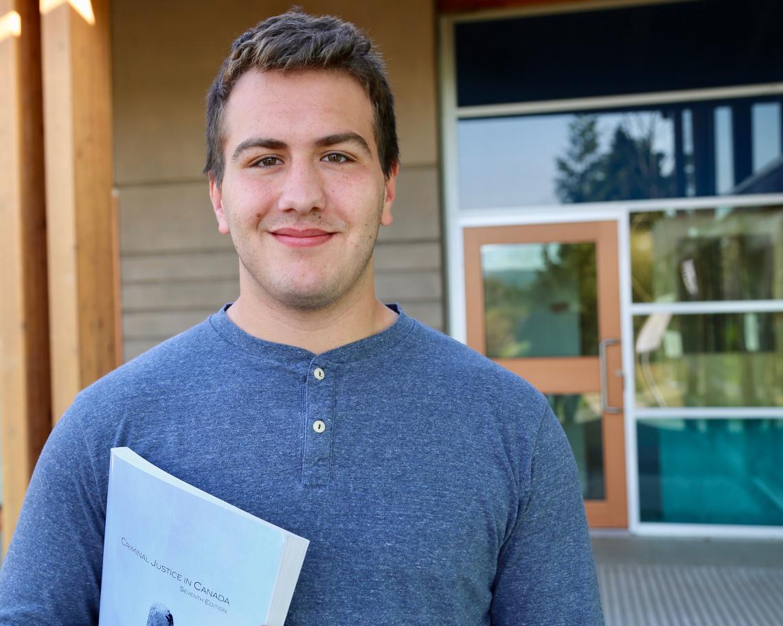VIU Student outside Cowichan Campus
